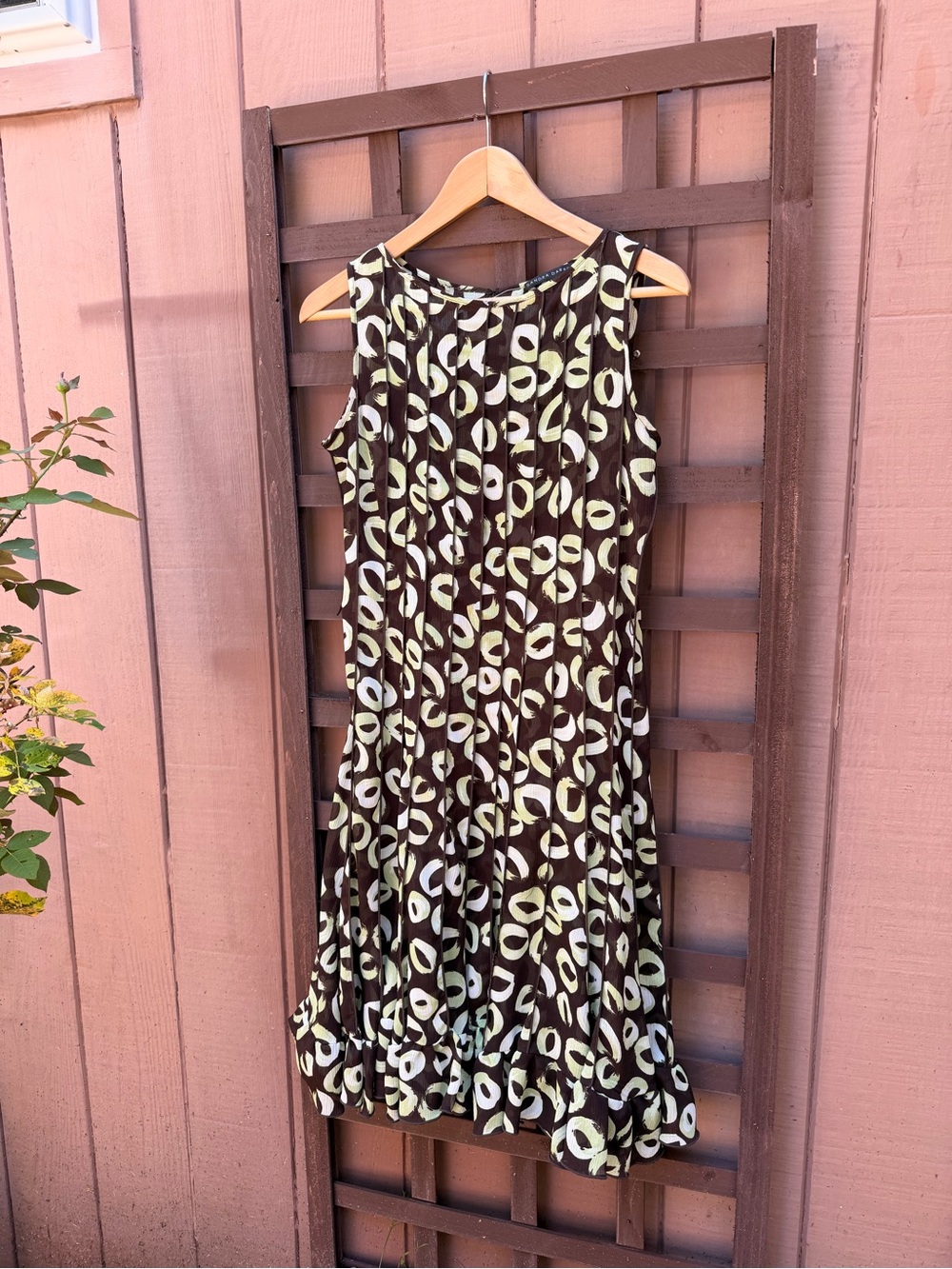 Vintage Sandra Darren Sleeveless Dress 6 Brown Green White Like New *Price Firm*
